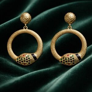 Elegant Gold Snake Hoop Earrings